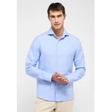 Eterna SLIM FIT Linen Shirt in azurblau unifarben, azurblau, 43