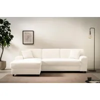 Ecksofa INOSIGN "Turah 2, L-Form, in Cord u. wasserabweisender Microfaser, Federkern" Sofas Gr. B/H/T: 241cm x 79cm x 146cm, Luxus-Microfaser flauschig, Recamiere links, ohne Bettfunktion, beige (creme) BTH: 24114679 cm, incl. Zierkissen, wahlweise mit Bettfunktion