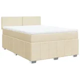 vidaXL Boxspringbett mit Matratze Creme 140x200 cm Stoff