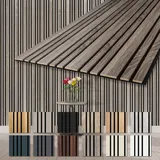 HEXIM Akustikpaneele 278x60cm Holz Mila - flexible Holzpaneele Platten Wandpaneele Wanddeko Kombipaneel Wandverkleidung Schalldämmung Akustikfilz braun (1.67m2 Vintage Oak)