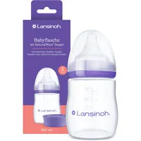 Lansinoh Babyflasche mit Sauger Natural Wave® Trinksauger Gr. S, 160 ml - neues kompaktes Design für verbesserte Stabilität - mit stapelbarem Deckel