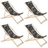 Liegestuhl Strandliege Gartenliege Sonnenliege 4 Stück Camo Buchenholz