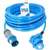 CEE-Verlängerung 230V H07BQ-F 3G 2,5 mm2 Vollpur-Premium-Leitung mit Winkelkupplung von KALLE DAS KABEL für Industrie BAU Boot Womo Camping (15 Meter)