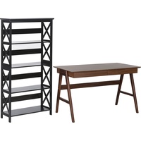 Beliani Büromöbel-Set dunkler Holzfabton / schwarz FOSTER/SHESLAY