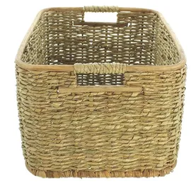 Dekoleidenschaft Aufbewahrungskorb aus Rattan 46 x 36 x 28 cm beige