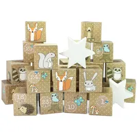 Papierdrachen Adventskalender 2025 zum Befüllen - 24 Kartonboxen im Waldtiere-Motiv - DIY Kisten-Set zum Aufstellen & Gestalten