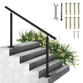 Vevor Treppengeländer ohne Querstreben 152,8x91cm Handlauf Max. Höhe für Stufen Geländer aus Aluminium 70kg Tragfähigkeit Schwarz Ideal für Treppe mit 0-5 Stufen Veranden Gärten Hotels Garagen