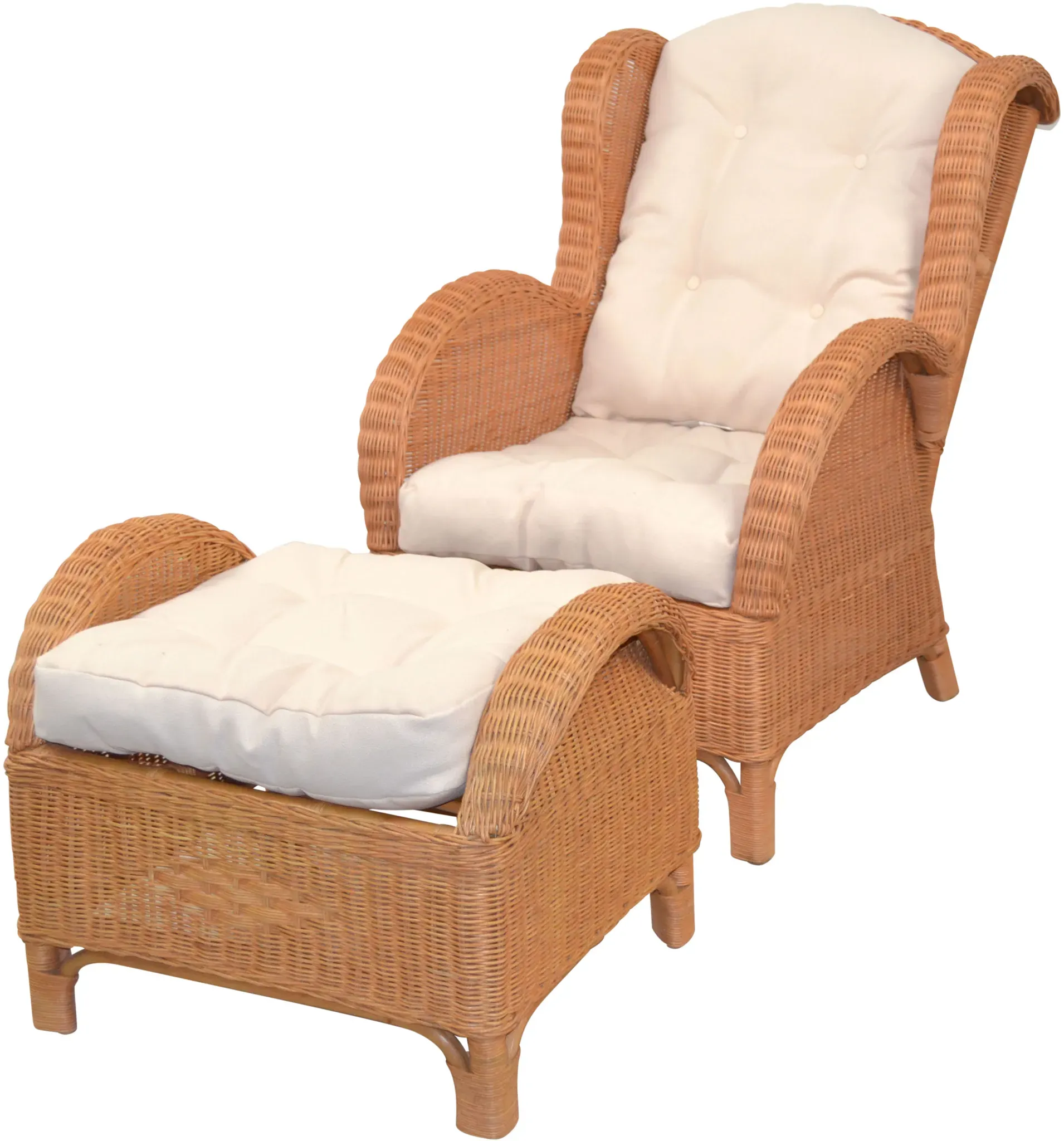 Ohrensessel, gelb (honigfarben), B:66cm H:96cm T:89cm, HOFMANN LIVING AND MORE, Sessel, Ohrensessel, Handgeflochten