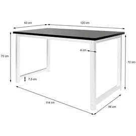 ML-Design Schreibtisch Computertisch Bürotisch Arbeitstisch PC Tisch 120x60cm Schwarz-Weiß