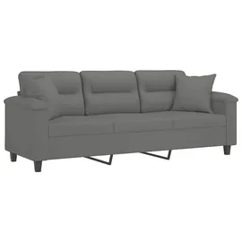 vidaXL 3-Sitzer-Sofa mit Kissen Dunkelgrau 180 cm Mikrofasergewebe