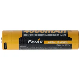 Fenix ARB-L18-4000U 18650 Li-Ion Akku, mit USB-C-Ladeanschluss, mit Schutzschaltung, 3,6 Volt 4000mAh, 72 x 18,75mm