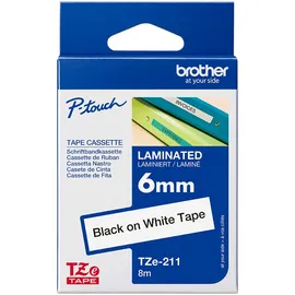 Brother TZe-211 laminiert weiß auf schwarz 0,6cm x 8m