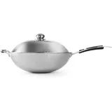 HENDI Wokpfanne, für HENDI Induktionwok 239766, Induktionskocher, Induktions-geeignet, 3-lagiges Material, Softgrip, Deckel ø360x180mm, Edelstahl