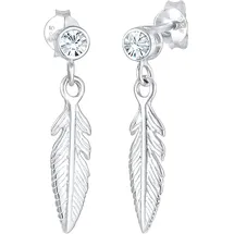 Elli Ohrringe Damen, Feder Boho, mit Kristalle in 925 Sterling Silber