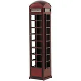 Rustikaler Regalschrank Rot im Telefonzellen-Design aus Metall 40x173x40 cm