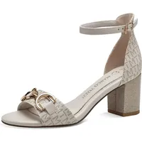 Marco Tozzi Damen Sandalen mit Absatz mit Verstellbarem Riemen Vegan, Beige (Cream Comb), 38 EU