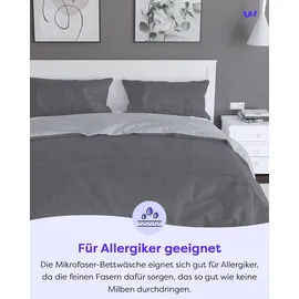Wolkenfeld Bettwäsche 155x220 & kuschelig weiches Wende-Bettwäsche Set aus Mikrofaser - nahezu bügelfrei - 1x Bettbezug 155x220 + 1x Kissenbezug 80x80 - Reißverschluss