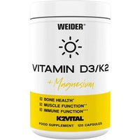 WEIDER Vitamin D3/K2 Kapseln hochdosiert plus Magnesium, mit hochwertigem