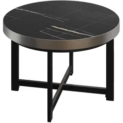 BO | Bistro Tisch | Ø60xH54cm | 50mm | Edelstahl Rand | Schwarz Marmor/ Schwarz