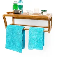 Relaxdays Handtuchstange Wandmontage Braun
