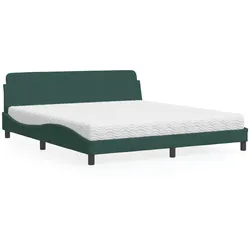 Bett mit Matratze – Dunkelgrün, 180x200 cm, Samt – Eleganz & Komfort