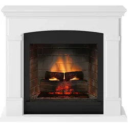 TAGU Premium Helmi Kamin weiß mit Elektro Insert der neuesten Generation, 3D Flame, Knistersound