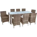 Estexo Polyrattan Sitzgruppe Gartenmöbel Set f. 8 Personen Rattan Gartenset Beige-Braun - Beige