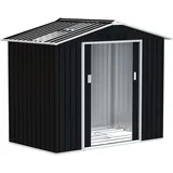 ComfortXL Gerätehaus, Dunkelgrau, Metall, 130x185x213 cm, Aufbewahrung & Schutzhüllen, Geräteschuppen