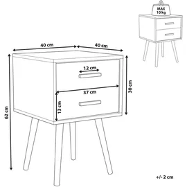 Beliani Nachttisch Alabama 40 x 40 x 61 cm Weiß/Braun