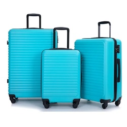 Flieks Hartschalen-Trolley, 4 Rollen, Trolleyset Handgepäck Koffer Set-3 tlg., ABS-Material, TSA-Schloss grün 1 cm x 1 cm x 1 cm