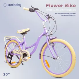 SUN BABY Mädchen fahrrad 20 Zoll mit SHIMANO 6-Gang Flower Bike lavendel - Violett