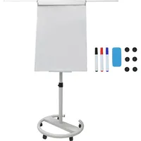 Relaxdays Flipchart Whiteboard, magnetisch, höhenverstellbar, Rollen, Stifte-Ablage, Alu-Rahmen, HxB: