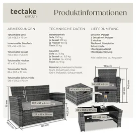 Tectake Modena Rattan Sitzgruppe 6-tlg. grau