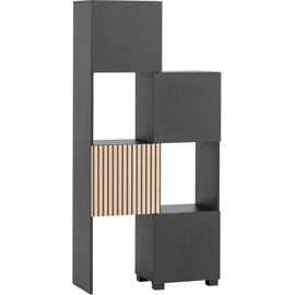 Schildmeyer Schieberegal »Alexa, Breite variabel von 40 bis 70 cm«, Türfront mit Akustikprint, grifflose Öffnung schwarz