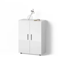 Livinity® Midischrank, Weiß Hochglanz, Weiß, 3 Fächer, Rechteckig, 60x81x30