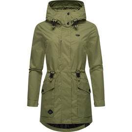 Ragwear leichte Damen wasserdichte Übergangsjacke kurz Outdoorjacke mit Taillenzugband und Verstellbarer Kapuze Alysa YOUMODO Olive Gr. XL - XL