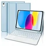 WINCHKING Tastatur Hülle Für iPad A16 11/10 Generation 2025/2022 (11/10.9 Zoll), Hülle Mit Tastatur Für iPad 11/10 Generation, 7 Farben Beleuchtung, Bluetooth QWERTZ Layout, Himmelblau-Trackpad