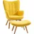 Homcom Ohrensessel Cord 80 x 99 x 80 cm Gelb mit Hocker