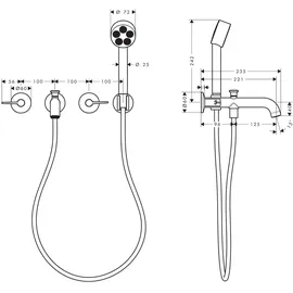 Hansgrohe AXOR One 3-Loch Wannenarmatur Unterputz Chrom