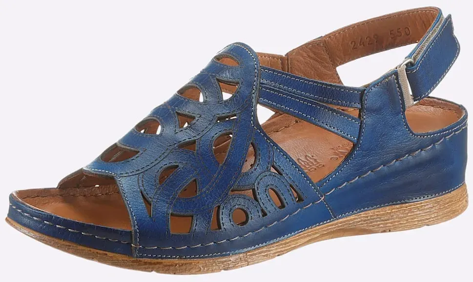 Sandalette GEMINI, Damen, Gr. 41, blau (mittelblau), Glattleder, Schuhe Sandalette