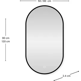 sensahome Ovaler Badezimmerspiegel 50 x 90 cm Transparent