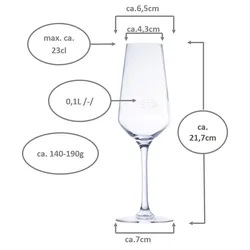 Arcoroc Vina Juliette Sektglas 23cl | Geeicht 0,1L  | 12er Partybox | Gastronomie-Qualität