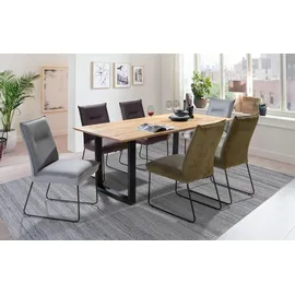 G + K Polsterstühle 2er Set DOSSO, Grün- Schwarz - Webstoff - Metall - mit Steppung - 2er Set