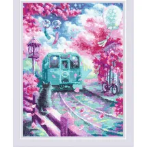 Riolis Kreuzstich Stickpackung Frühlingsexpress, Zählmuster, 30x40cm