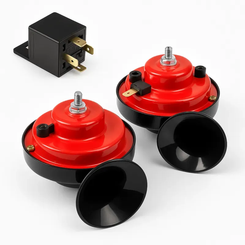 Komplettset zweitonige Hupe/Klakson, Typ „Schnecke“, 12 V (2 PIN) mit Relais – für Autos, Jeeps, Vans, Busse und Motorräder