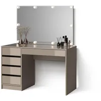 Livinity® Schminktisch Greige, 120 cm mit LED-Kette