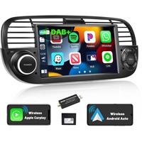 DAB+ Android Autoradio für FIAT 500 2007-2015, Hikity 7" Wireless CarPlay Touchscreeen Autoradio mit Navi Bildschirm Bluetooth Wireless Android Auto HiFi RDS WiFi Canbus DAB