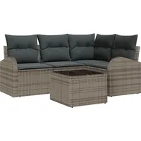 VidaXL Garten-Sofa-Set mit Kissen Schwarz Poly-Rattan