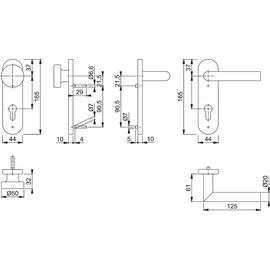 HOPPE FS-Garnitur Ams.FS-E58/353KH/1400 VA F69 D/K f.TS 40-65mm PZ DIN L/R