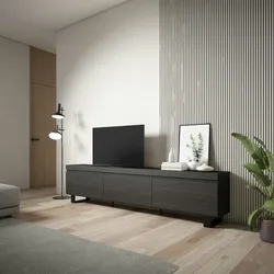 SKRAUT HOME Wohnzimmer-TV-Schrank, Viel Stauraum, 240x35x57cm, Industriedesign, Moderner Stil, Schwarz - 502_2